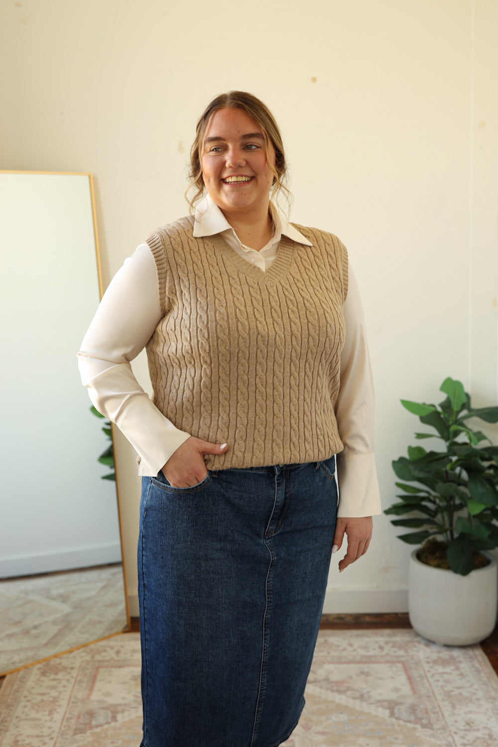 Skirt Plus Size Sweater Vest Loose Plus Size V-neck Sweater Vest