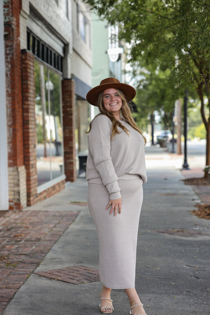 Waffle Sweater Skirt - Stone – Ada Faye